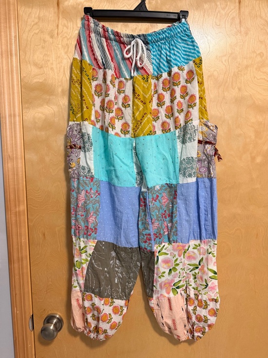 Ashley Taylor Pants - Ashley Taylor Multicolor Patchwork Floral Boho Joggers - OS 100% cotton